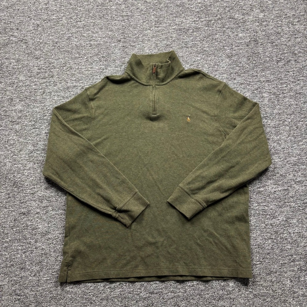 2000s Polo Ralph Lauren Estate Rib Quarter Zip Pullover Olive Green Size 2XL